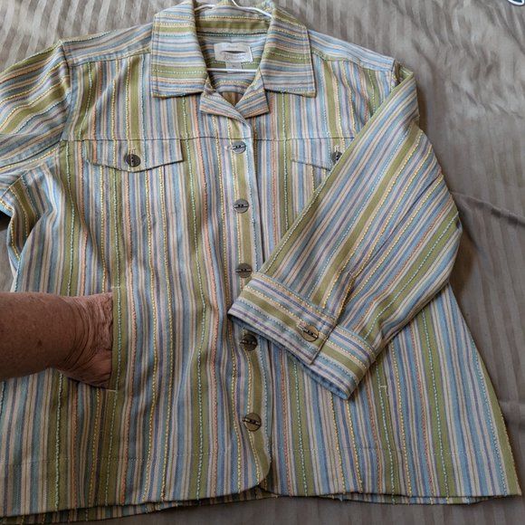 Christopher & Banks Jacket in Multi Color Stripes and Textures - Picture 4 of 10